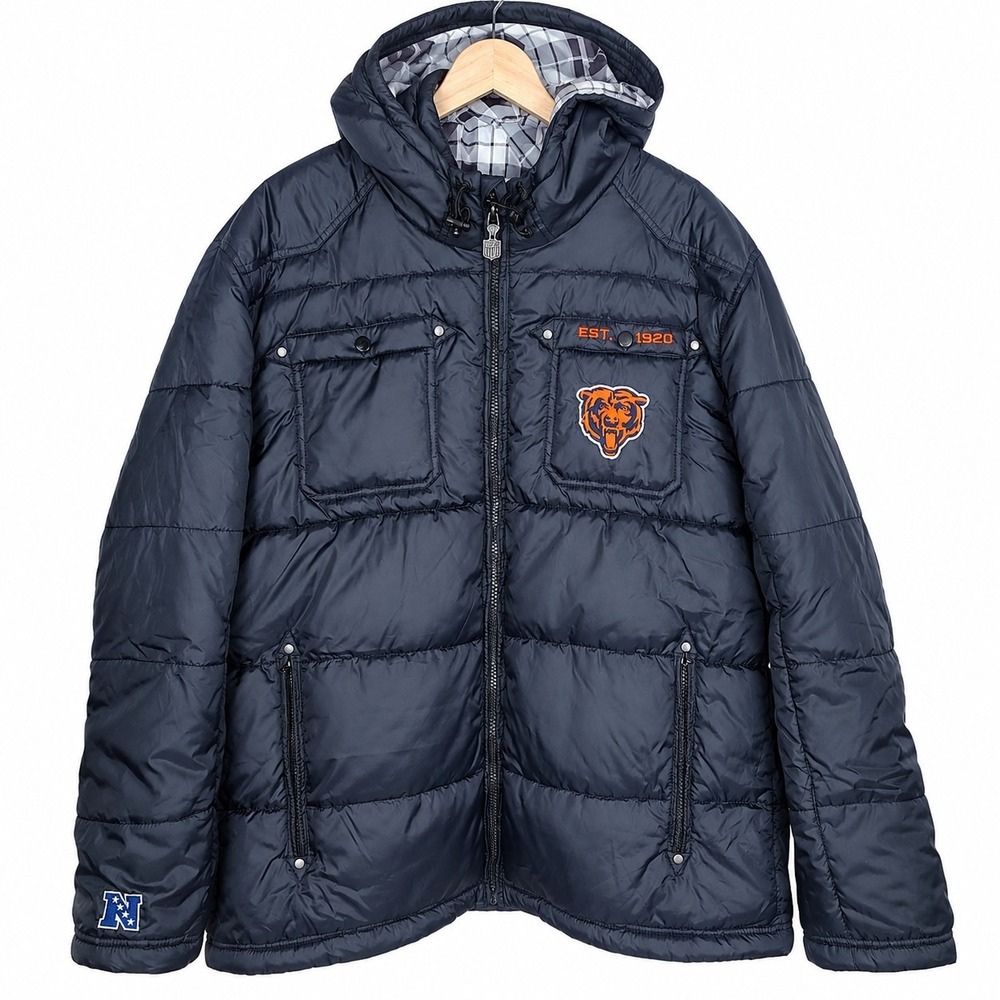 Chicago Bears NFL Pro Line Puffer Jacket Plaid Lining Winter Coat Men's Size XXL